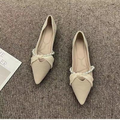 Chaussures Pointues Simples pour Femmes Noires à Décolleté Bas Chaussures Plates 2024 Nouvelles Printemps et Automne Tempérament Semelle Souple Chaussures pour Femmes