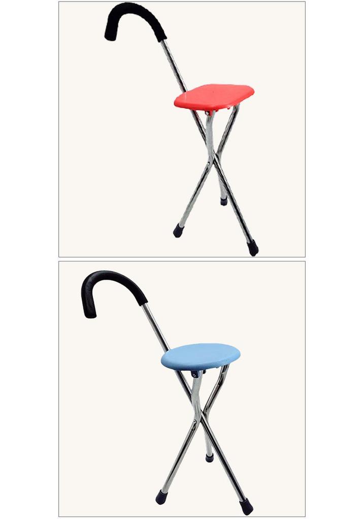 Faltbarer Dreibein-Gehstock mit Hocker für Outdoor-Reisen und Trekking