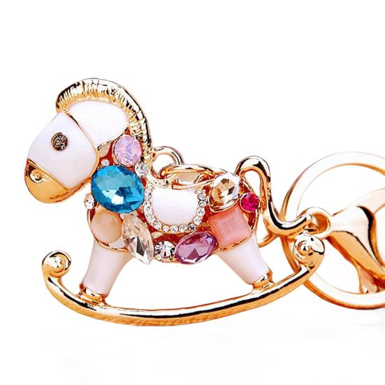 Keychain 2026 Year of Horse Key Chain Shiny Rhinestone Horse Animal Design Keychain Bag Charm Accessory