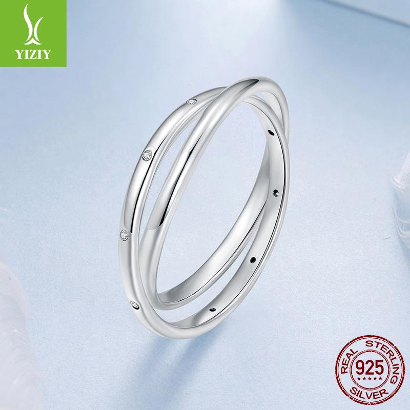 Eternal Love Double Ring Ring For Men And Women, Simple Personality Trend S925 Sterling Silver Ring Jewelry