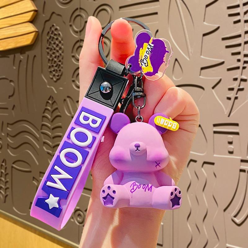 

Boom Cute Bear Keychain Creative Resin Bag Accessory Perfect Birthdays For фиолетовый