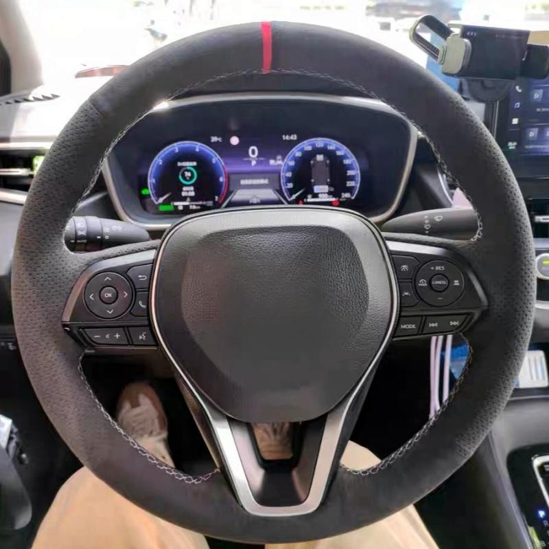 

Чехол на руль автомобиля из замшевой кожи для Toyota Avalon Camry 2018- Crown 2018- Оплетка на руль Corolla Black Thread