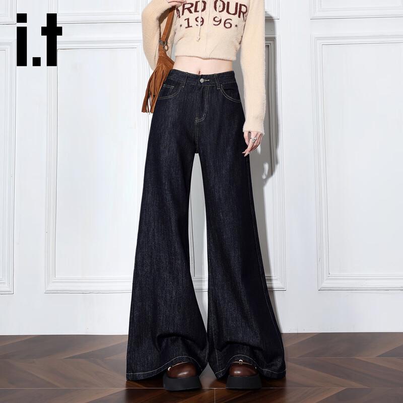 

izzue it Women s Retro Loose Wide-Leg Jeans L