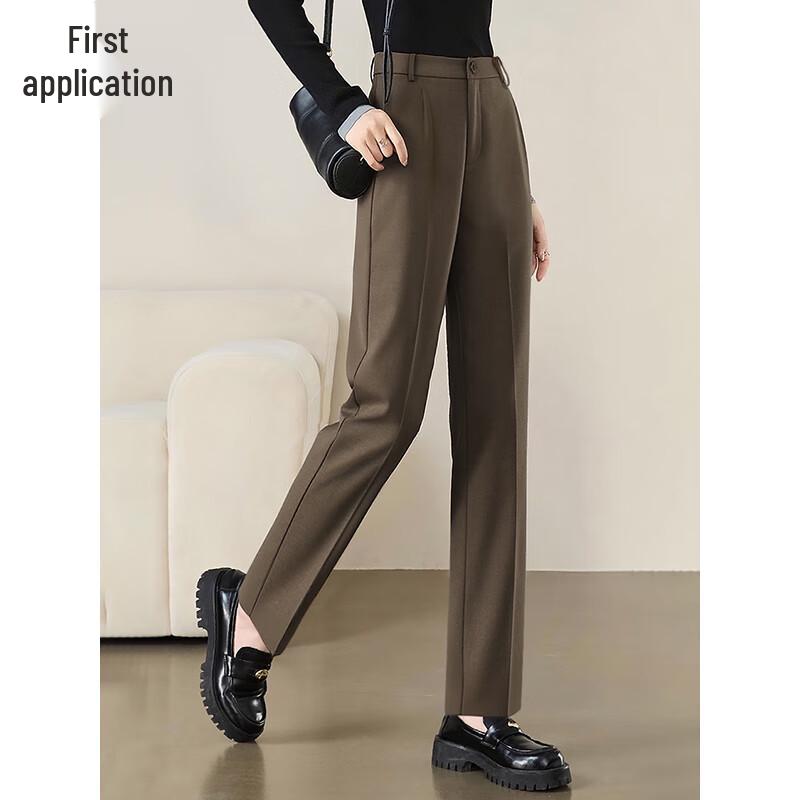 Women's High Waist Straight Leg Casual Trousers