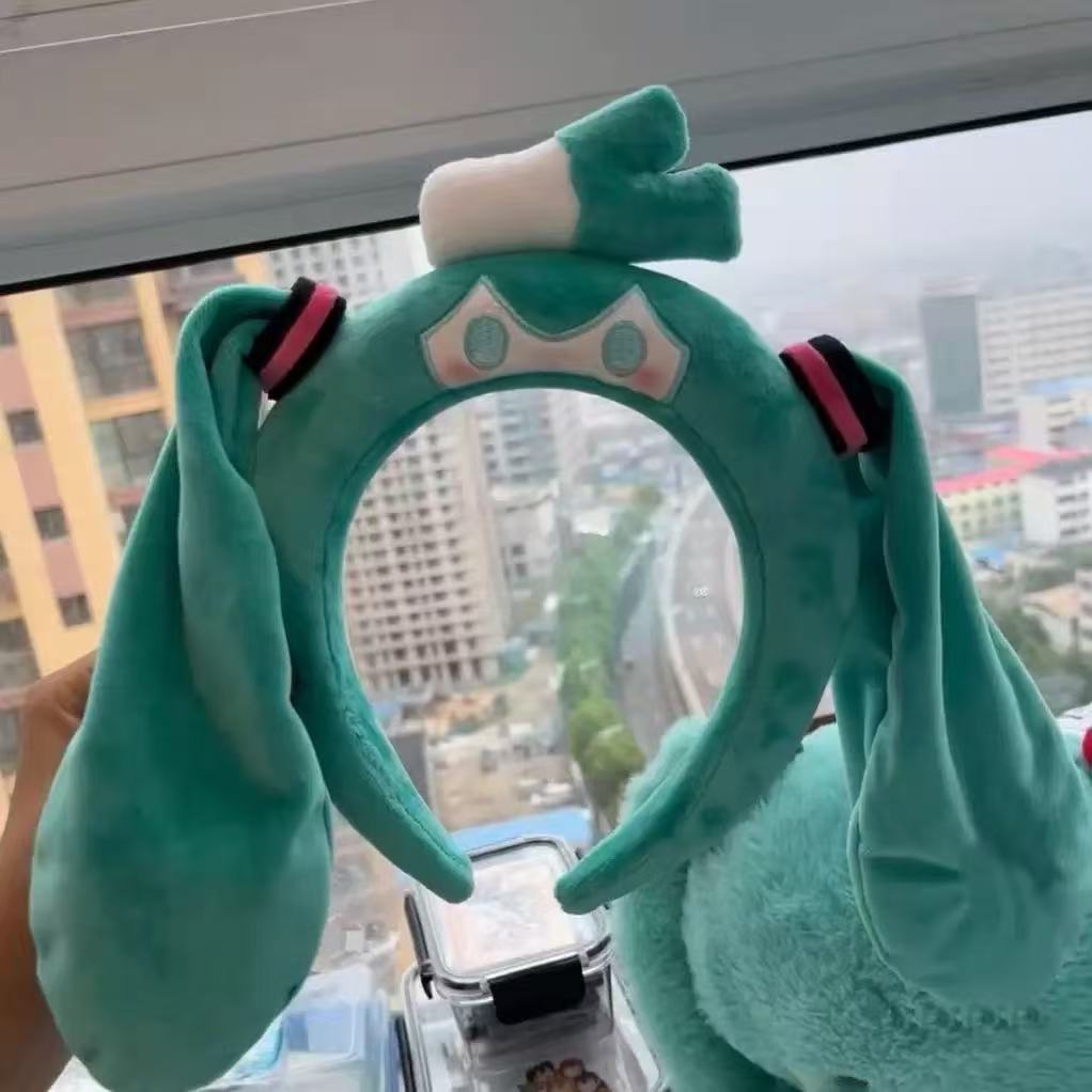 Hatsune Miku Headband Hair Band Cute Plush Hairband Miku Headband Washing Face Yoga Hairbands Photo Anime Cosplay Prop Girl Gift