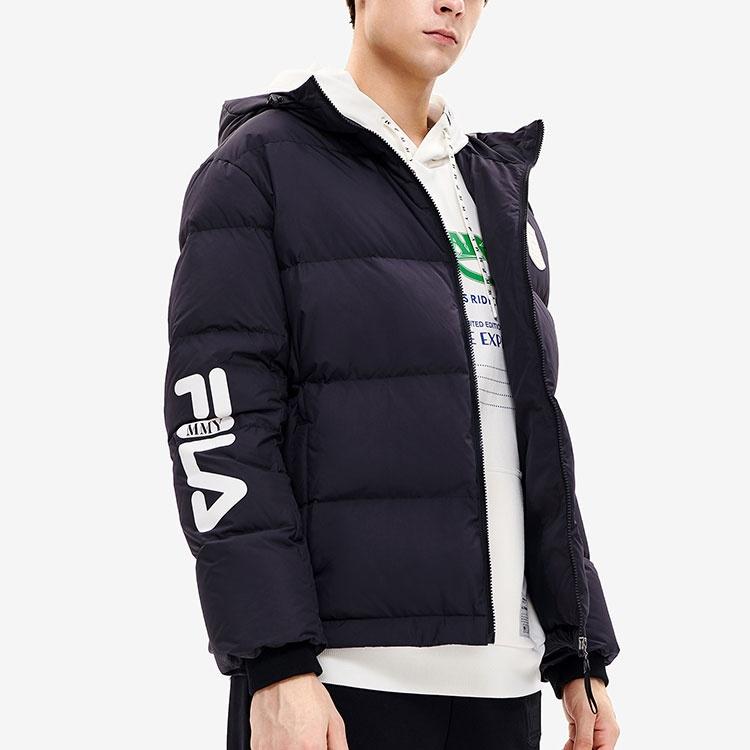 FILA x MIHARA YASUHIRO Collaborative Oversized Hooded Down Jacket 'Black White Blue' Men's F11M243904F-BK