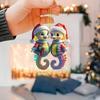 2D Acrylic Christmas Ornament Cute Flat Polar Bear/Octopus/Parrot Animal Car Rear View Mirror Charm Auto Interior Accessories for Window Wall