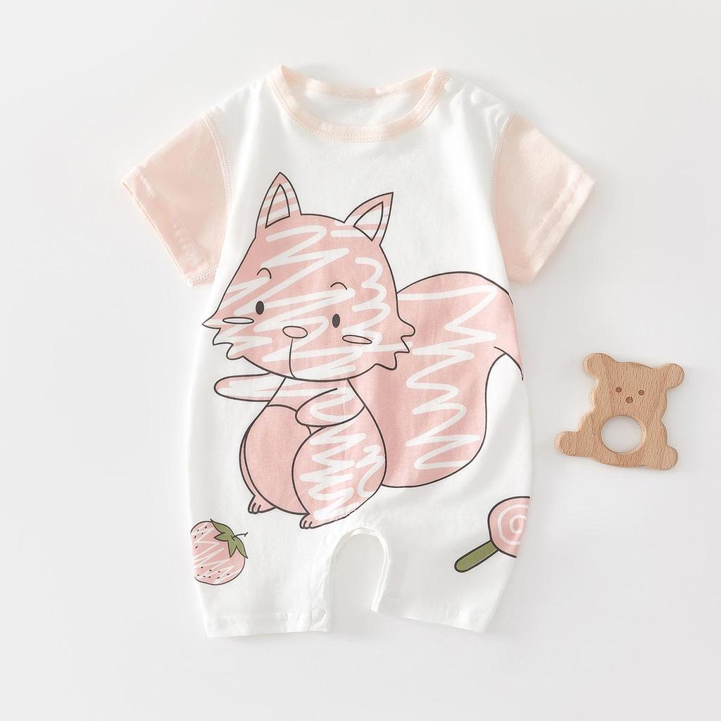 Unisex Newborn Pure Cotton Short-Sleeve Romper - Boneless One-Piece Crawling Outfit for Babies