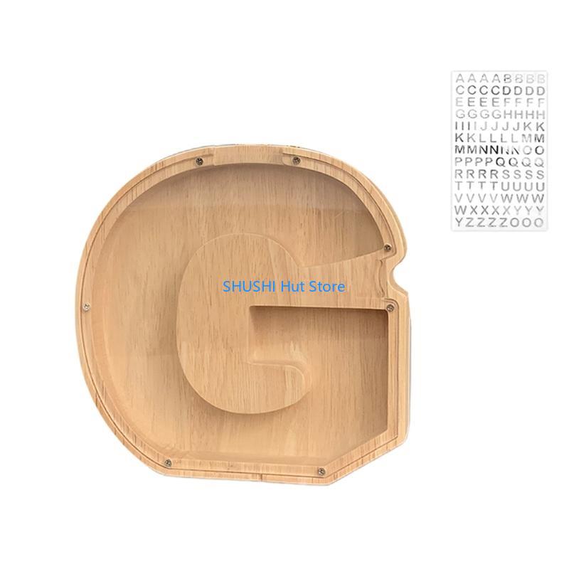For Creative Nordic Wooden Letter Coin Simple Storage for Tank DIY Kids Money Saving Jar D57B