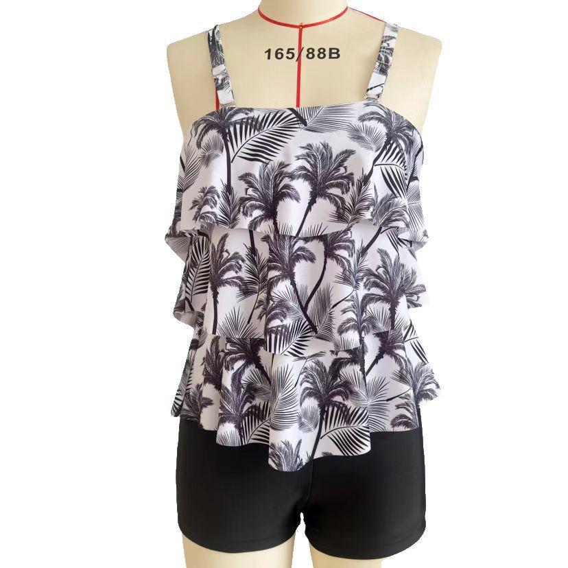 

Градиентный купальник танкини с оборками большого размера - Консервативный стиль бойс-лег 2X Large