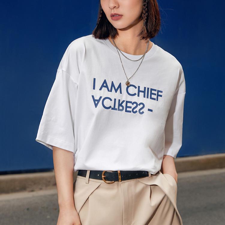 Li Ning Sports Fashion Series Letter Pattern Loose Short Sleeve T-Shirt Women Tops White AHSR780-2