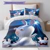 Rabbids Invasion Smile Bedding Quilt Set Quilt Cover Pillowcase Home Decoration Birthday Gift (1 * duvet cover + 2 * pillowcase, without core)
