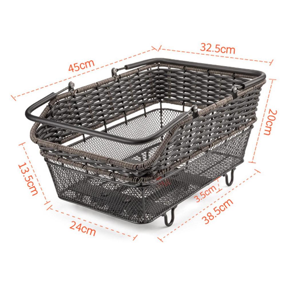 Generic Bicycle Rear Cargo Basket Sturdy Multifunctional with Carry Handle