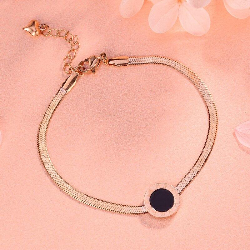 High Quality Stainless Steel Roman Numerals Rose Gold Bracelets &Bangles Female Charm Popular Bracelet For Women Jewelry
