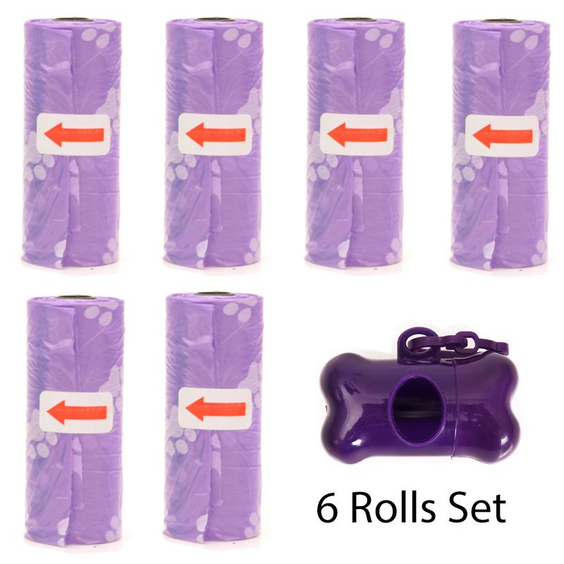 Pet Poop Bags Disposable Dog Waste Bags Bulk Poop Bags with Leash Clip and Bone Bag Dispenser 5 Rolls of 75 Pcs Bags