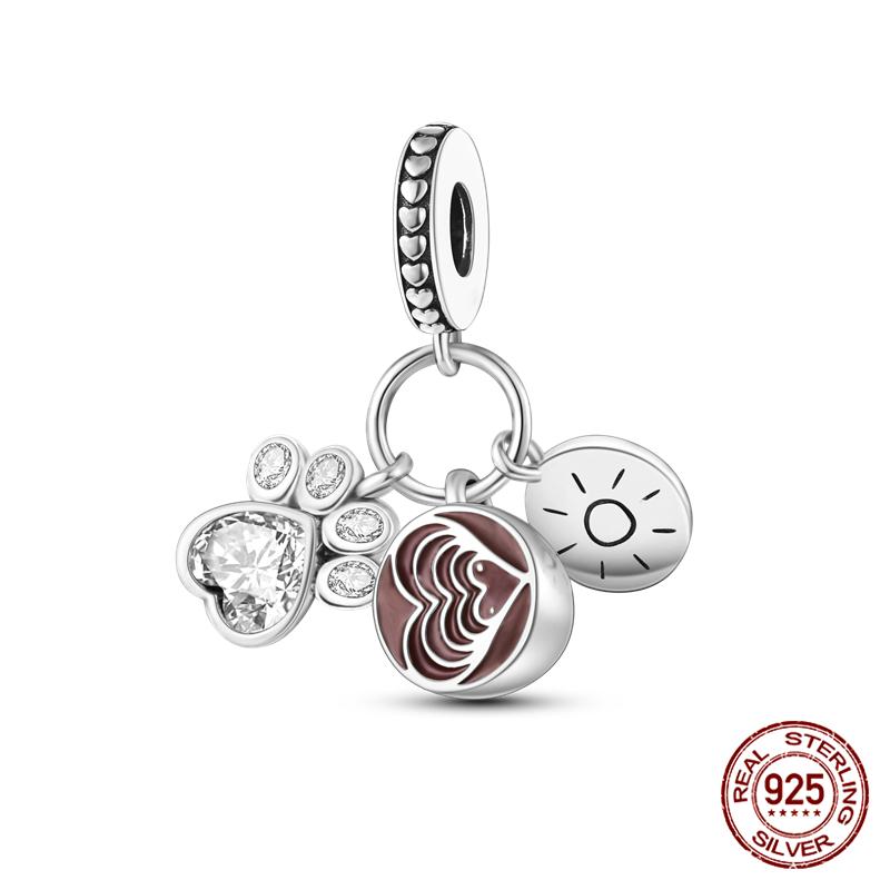 100% Genuine 925 Sterling Silver Ocean Collection Seashell Turtle and Heels Charm Beaded for Original  Bracelet Bracelet