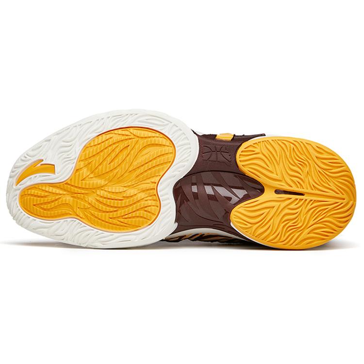 New Anta GH2 Gordon Hayward 2nd Generation Cushioning Anti Slip And Wear Resistant Mid Top Basketball Shoes Brown Yellow 112141105-2