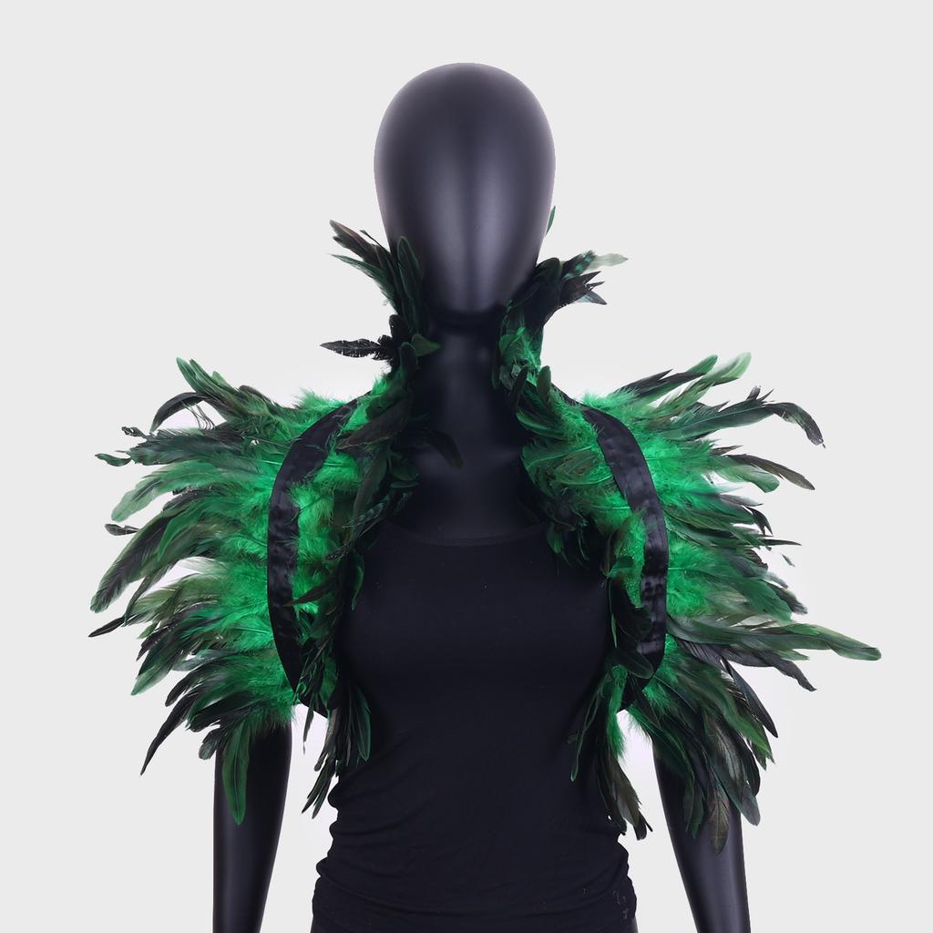 Halloween Feather Shawl Wristlet Set Feather Shawl Punk Feather Party Holiday Dress Up Cosplay Costumes Poncho for Women and Men