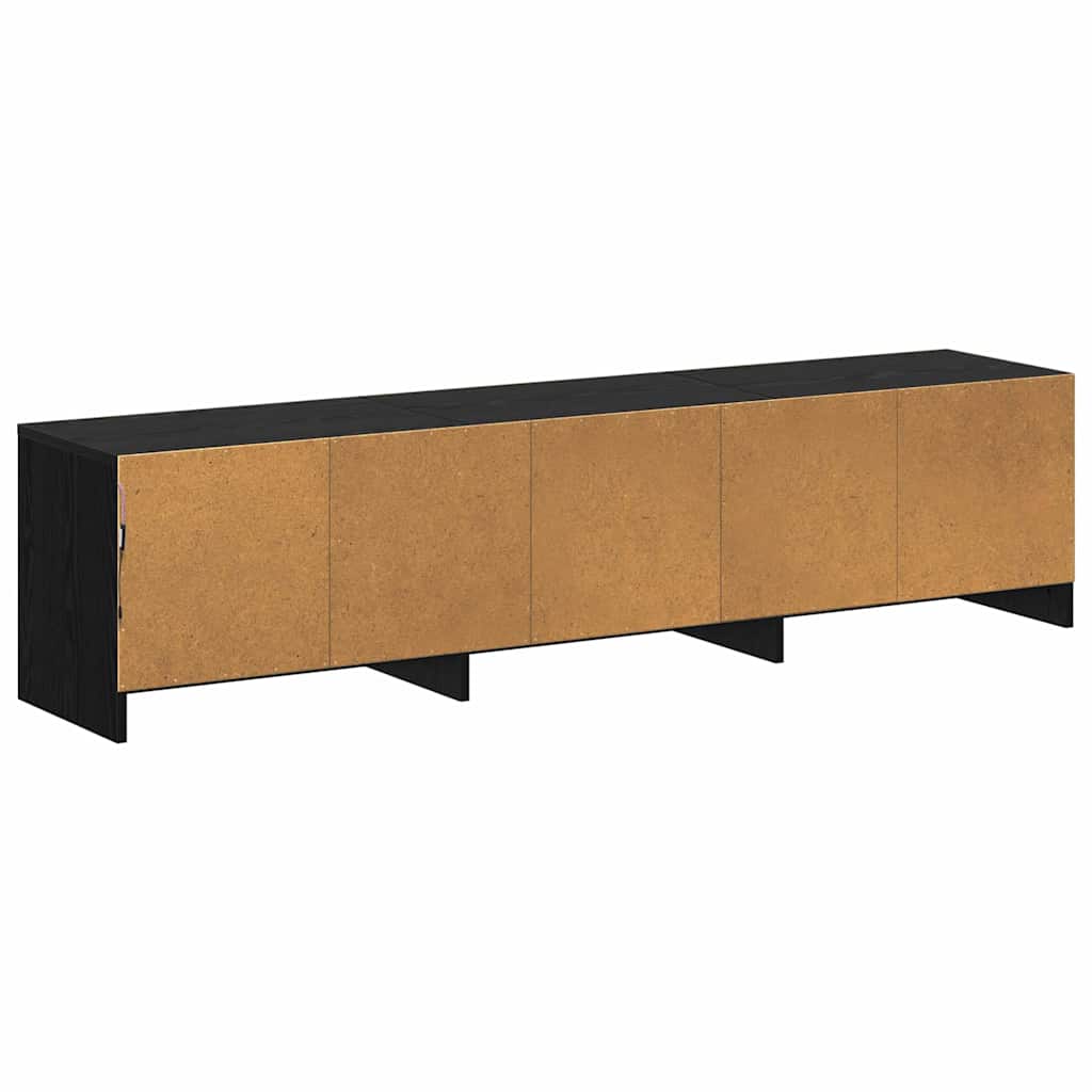 TV Stand with LED Lighting Black Oak Finish 165 x 34 x 40 cm