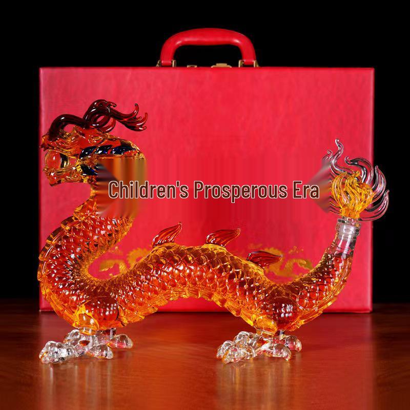 Creative Transparent Dragon Zodiac Fruit Wine Bottle - High Borosilicate Glass, Sealed and Hollow Design