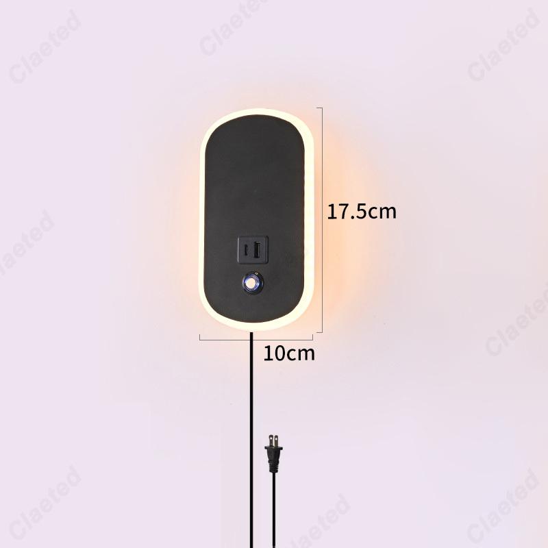 Simple LED Touch Dimming US Plug Wall Light USB Charging Port Bedroom Bedside Lamp Living Room Corridor Decorative Wall Light