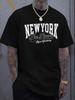 Vintage New York Letter Graphic Black Short Sleeve T?Shirt