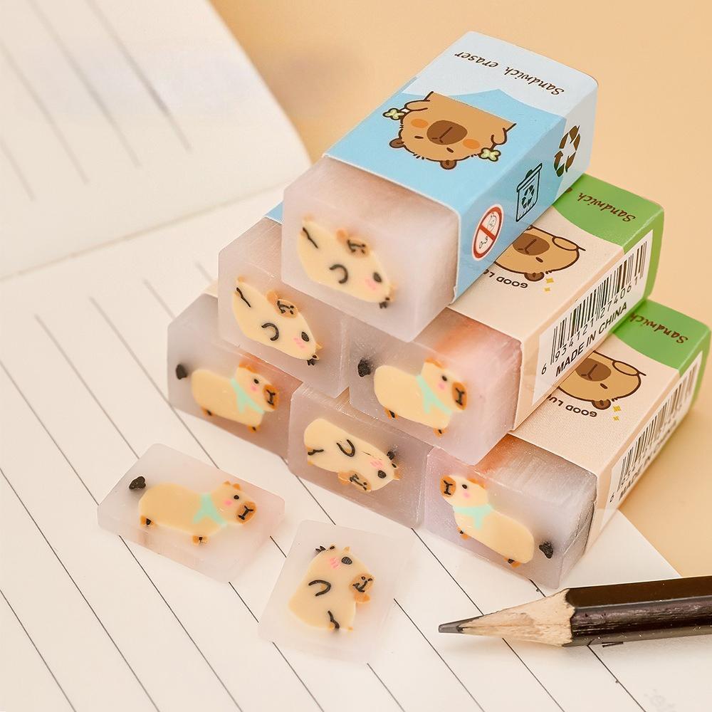 Capybara Eraser Elementary School Cartoon Sandwich Drawing Eraser Cute Exam Drawing Correction Pencil Eraser Stationery