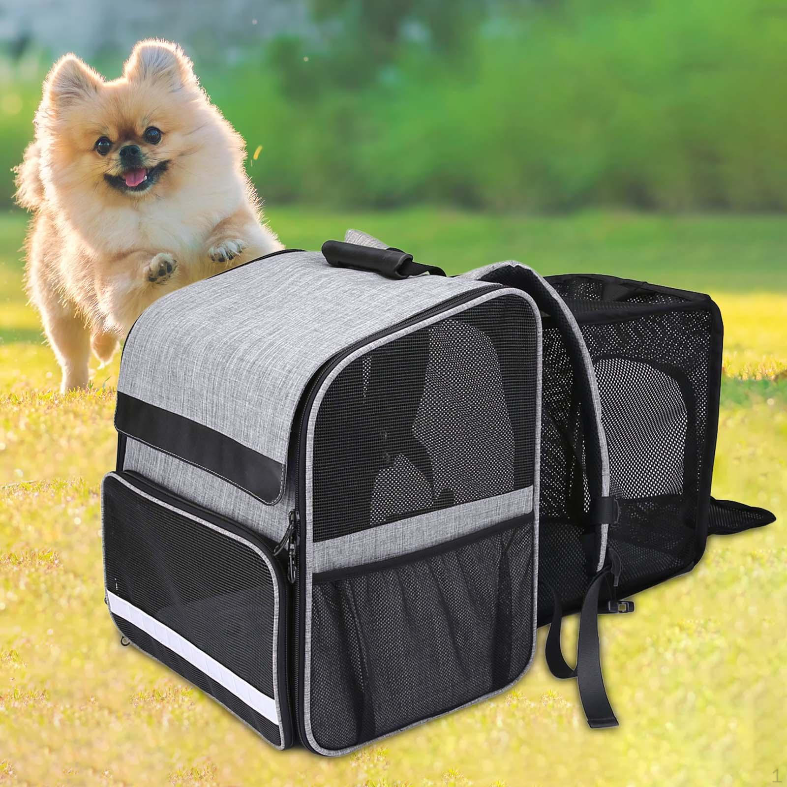 

Переноска для собак Расширяемый прочный вентилируемый складной легкий рюкзак для домашних животных для маленьких кошек серый