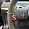 1pc Sweet Cherry Pendant Car Steering Wheel Decor Chain, Interior Decoration