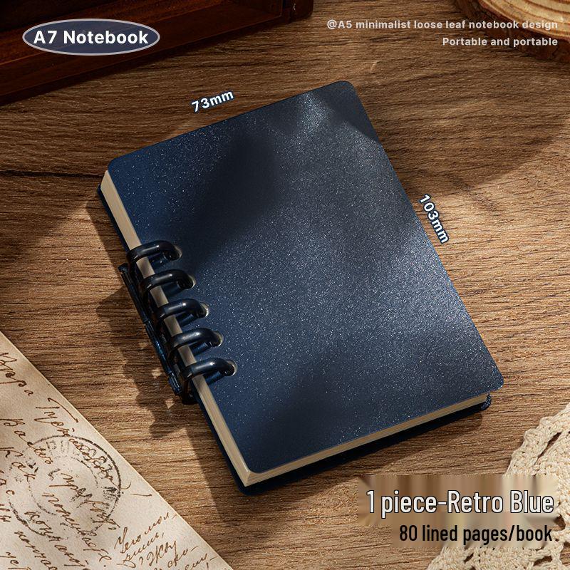A7 Transparent Minimalist Loose-Leaf Spiral Pocket Notebook, Lined for Single Words