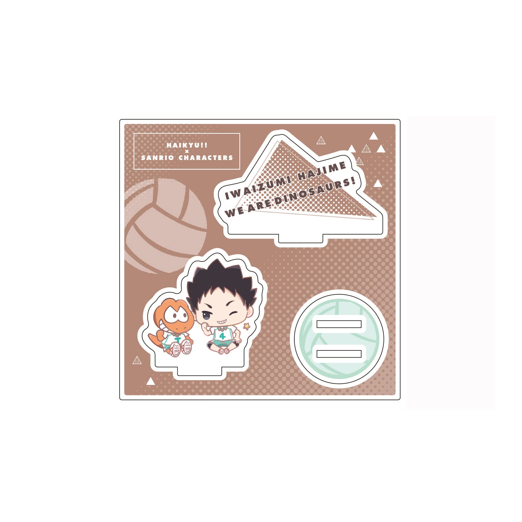 

A3 Haikyux Sanrio Characters 06 Hajime IwaizumiWe re Dinosaurs [Mini Character Illustration] Acrylic Figure Plate 120 x 120mm KAF-HIKS-06