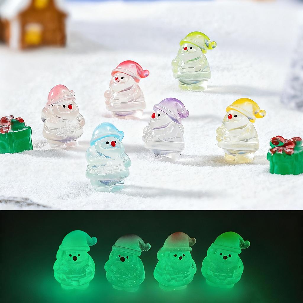 10/20Pcs Glow In Dark Santa Claus Figurines Luminous Mini Resin Christmas Decor For Xmas Tree Fairy Garden Holiday Gift