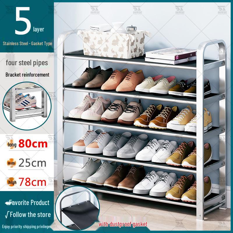 Stainless Steel Multi-layer Shoe Rack for Home or Dorm - Dustproof Storage Cabinet