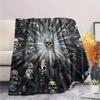 1Pc Skull Print Flannel Blanket, High quality Comfortable for All Seasons, Home Decor, Warmth and Comfort, Perfect for Christmas Gifts W52