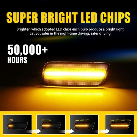 2X Switchback LED Sequential Side Marker Light For 2010-2014 Volkswagen MK6 GTI