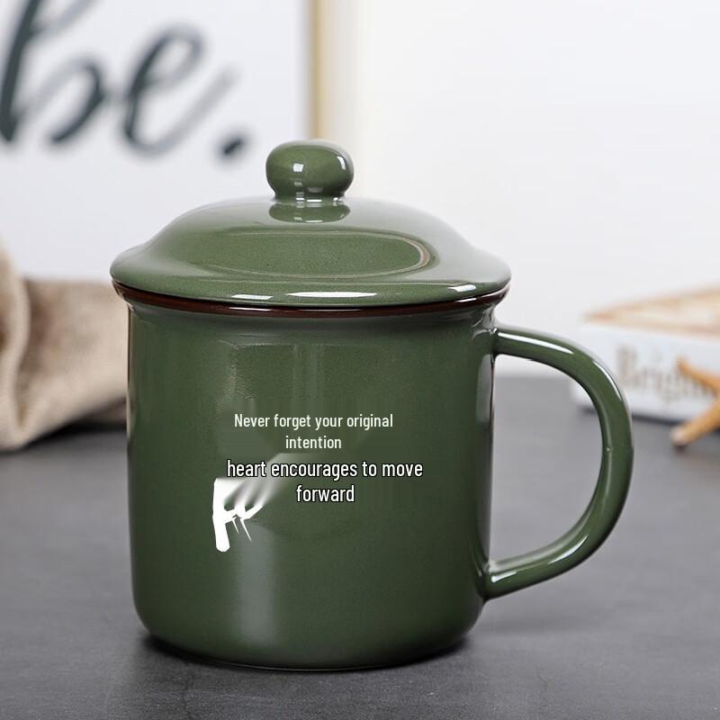 Military Commemorative Stainless Steel Mug with Ceramic Liner and Lid