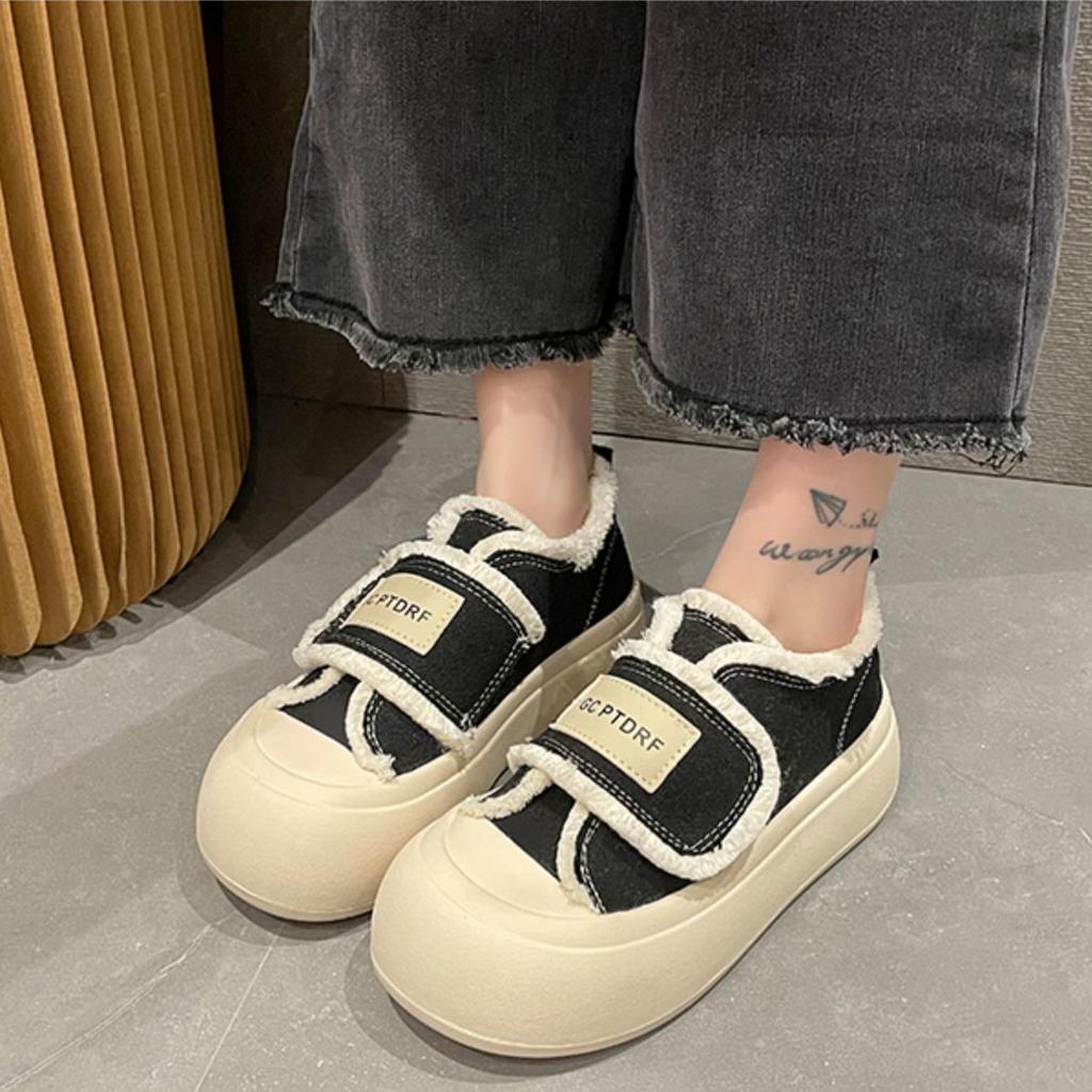 Women Footwear Pink Kawaii Ladies Shoes High On Platform Round Toe Cute Canvas Urban 39 With Stylish New In Cotton Luxury