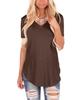 2023 Summer V-Neck Solid Plus Size Loose Short Sleeve Women's T-shirt