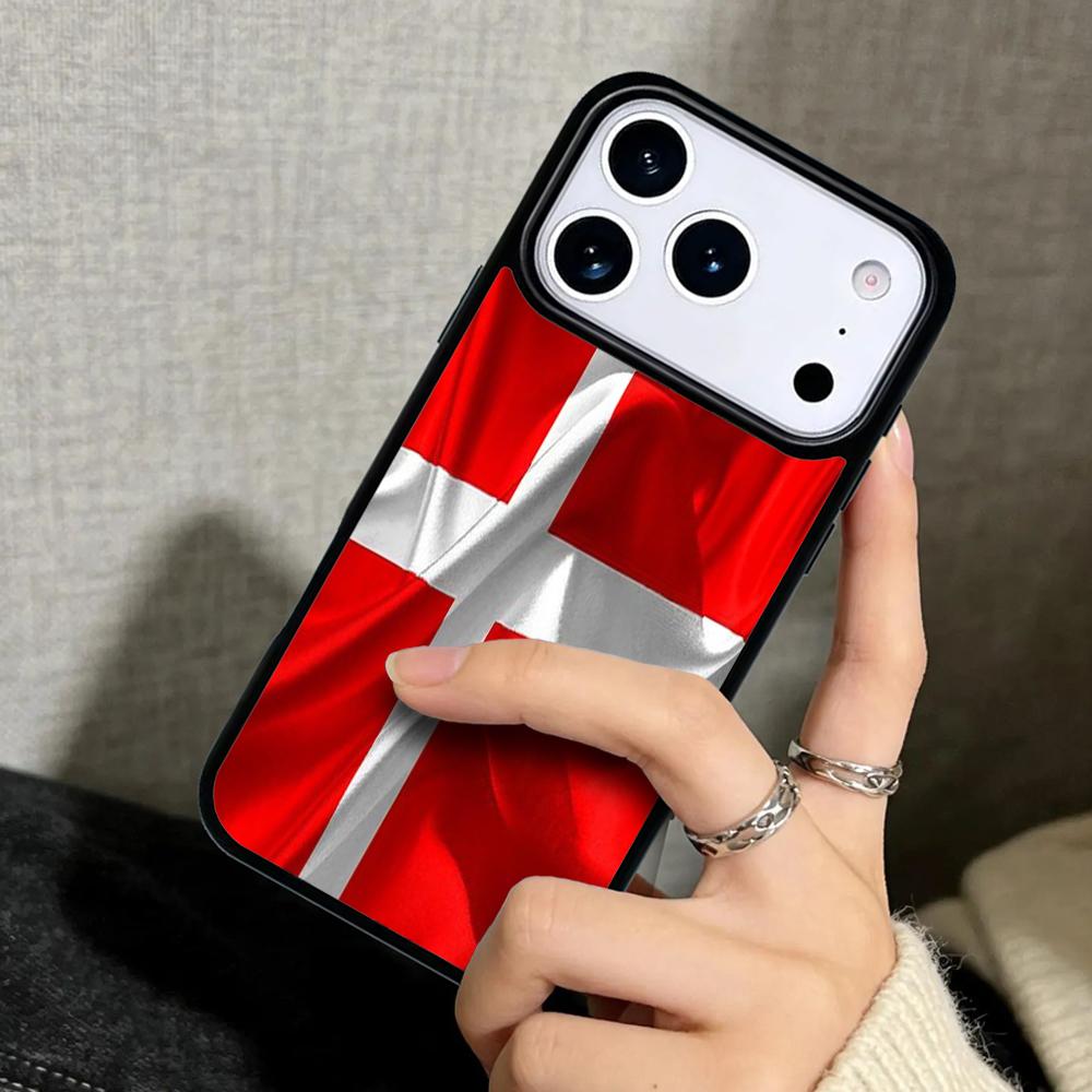 Capa Case for iPhone 17 Air 16 Pro Max 15 Plus 11 13 Mini 14 12 Back Phone Cover Denmark Flag