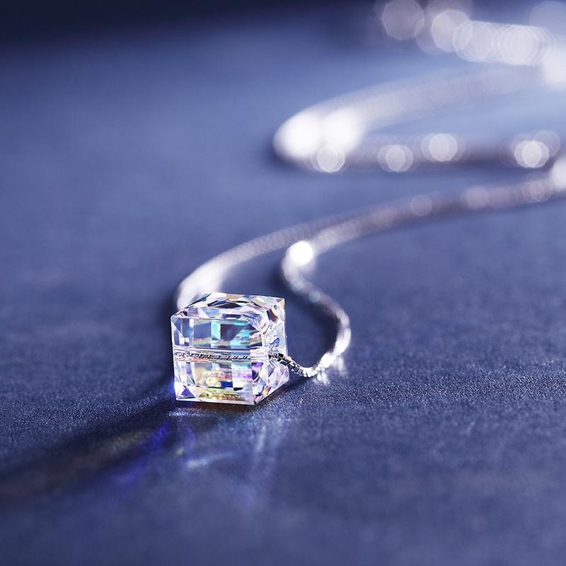 Women Chain Crystal Rhinestone Square Pendant Alloy Necklace Jewelry Immortal