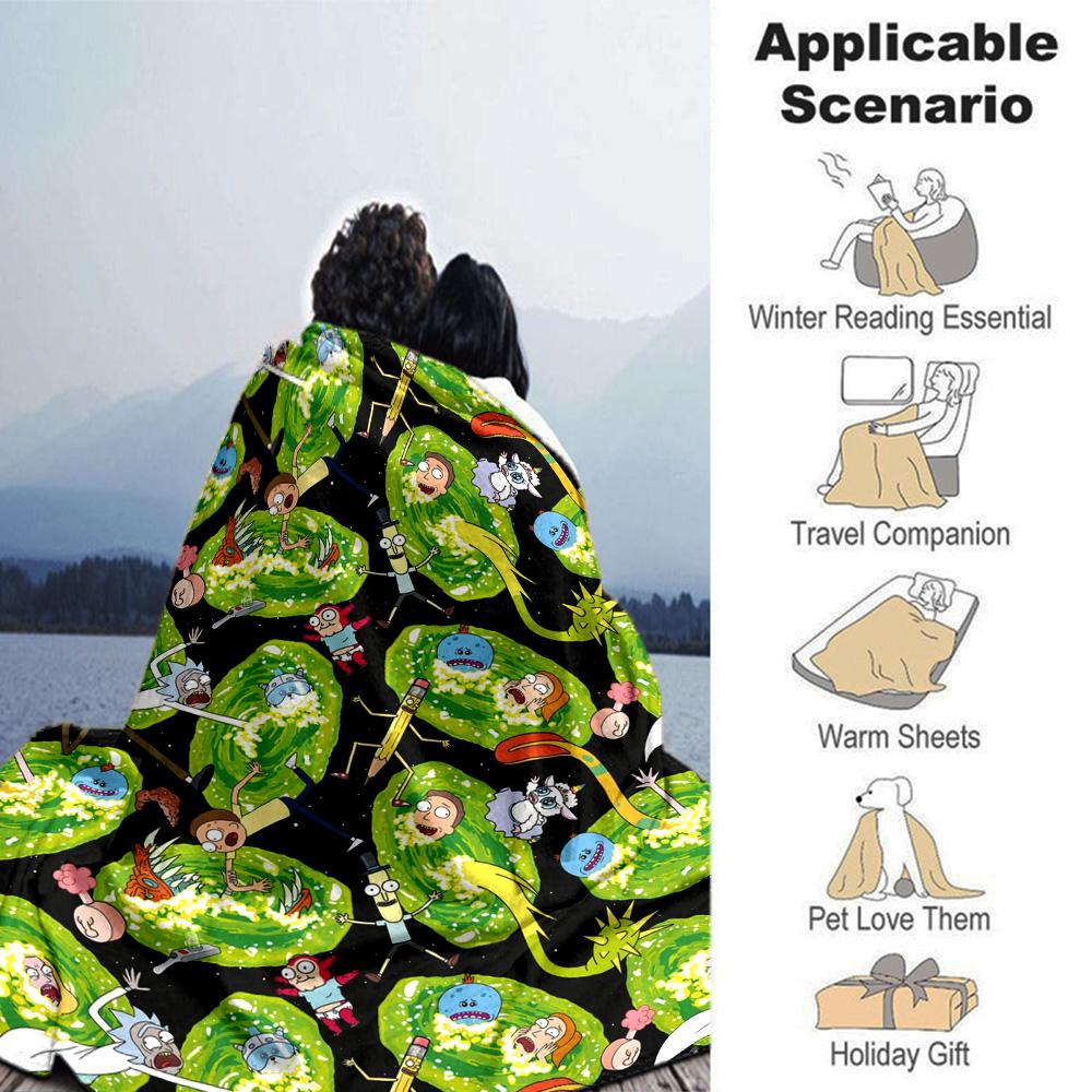 Alien Invasion Flannel Blanket Super Soft Warm Cozy Blanket For Sofa Bed Office Travel Allseason Home Decor Gift