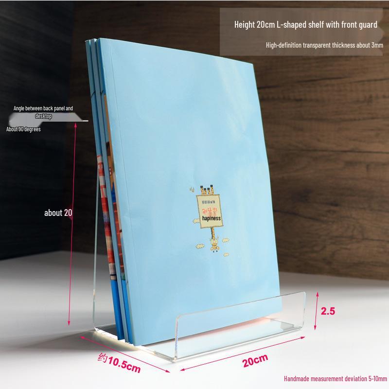 Acrylic Book Display Stand - Transparent Desktop Document Holder and Shelf