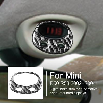 Para Mini Cooper Hatch One R50 R53 2002-2004 Head-up Display Adesivo Fibra de Carbono Carro Sobre a Cabeça Display Digital Relógio Moldura Guarnição