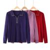 Maglione a Maniche Lunghe in Maglia da Donna di Mezza Età e Anziana YUZHAOLIN