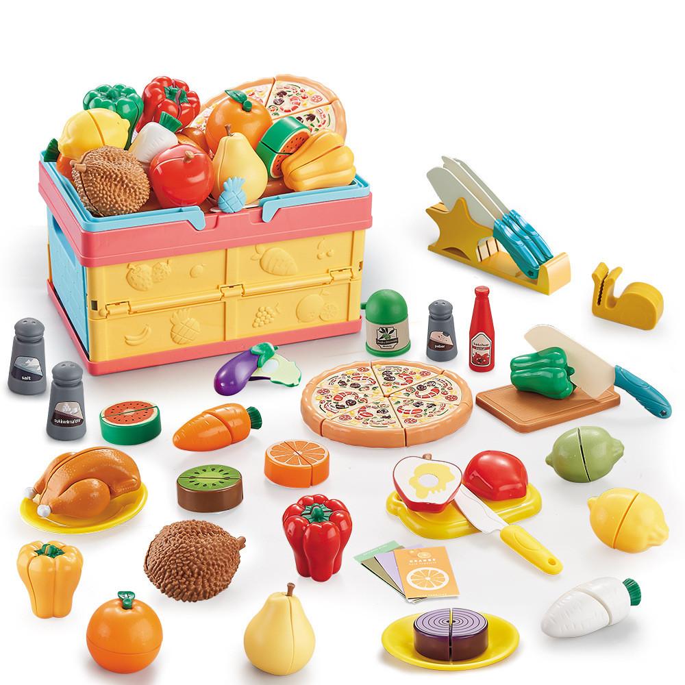 Colorful Folding New Fruit And Vegetable Cutting Set With 41 Pieces For Playtime Kids