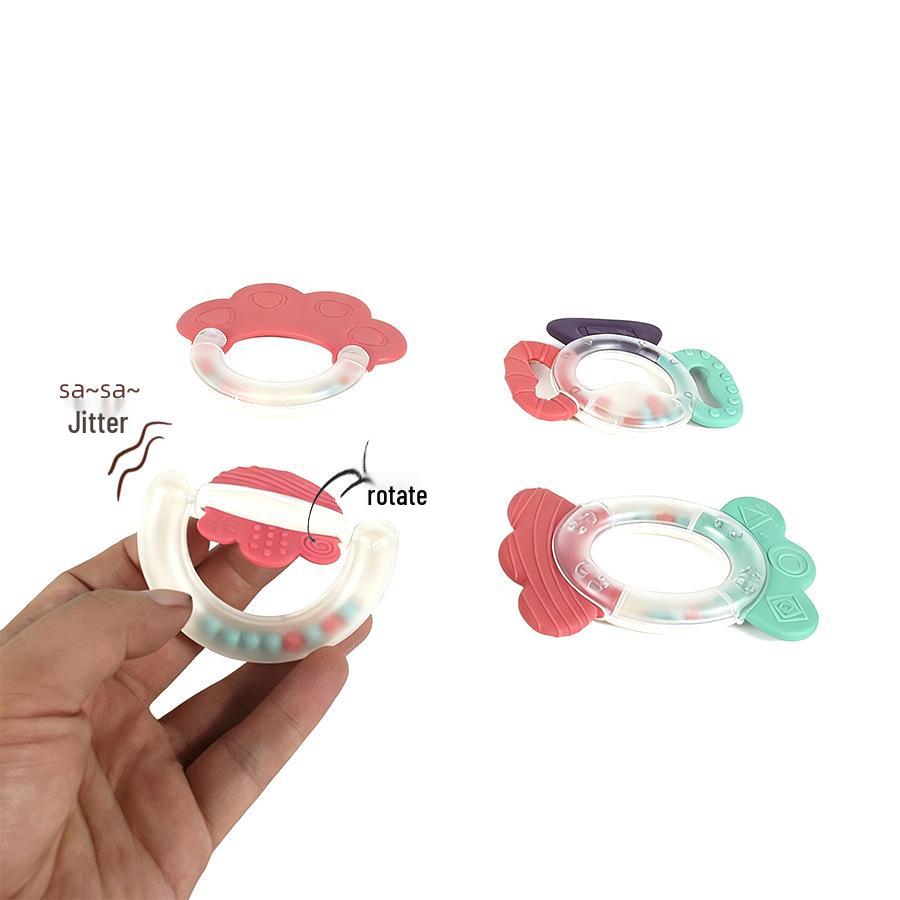 4-Piece Newborn Teether Toy Set with Holder & Storage Case