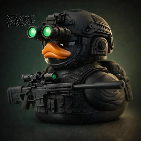 Trendy Military Desktop Decor Tactical Night Vision Duck Figurine, Cool Statue, Desk for Gamers Gear Model Collectors, 4 Colors Available, Car