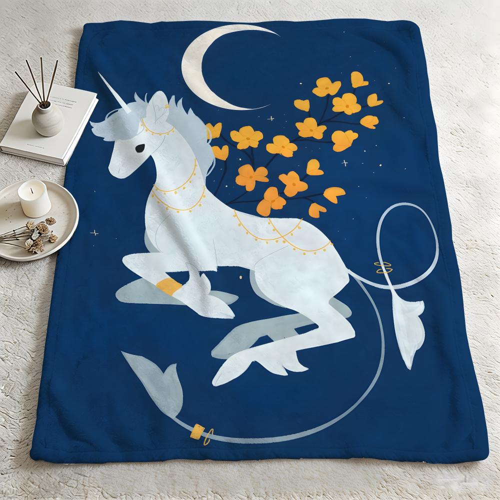 character SStar Unicornn Throw Warm Soft Flannel Blanket Multiuse for Sofa Bed Camping Travel Nap