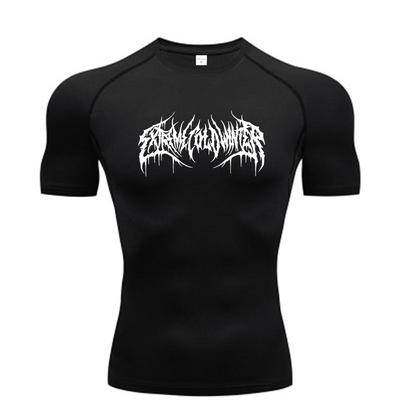 Sommer-Kompressions-Sweatshirt, kurzärmelig, Fitness-T-Shirt für Herren, schnelltrocknendes Lauf-Top, Fitnessstudio, Workout, Bodybuilding, T-Shirt, S-3XL