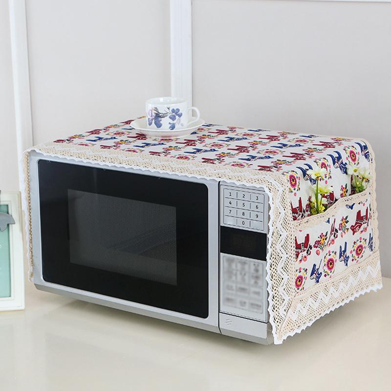 1PC Microwave Oven Machine Washable Cloth Cover Multi-purpose Cotton Linen 100*35cm Grease Proof Cover Kitchen Decor Dust Cover